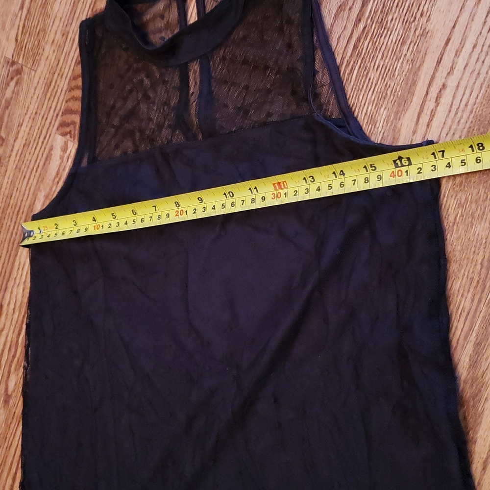 (S) Rock & Shine by Reitmans Black Sheer Overlay High Neck Top Goth Evening Fun - Picture 5 of 7